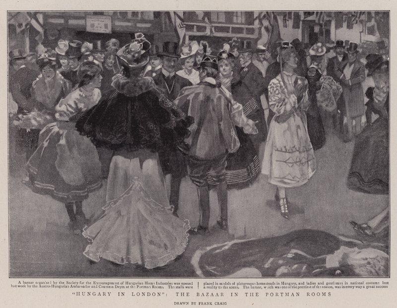 Hongarije in Londen, de Bazaar in de Portman Rooms door Frank Craig