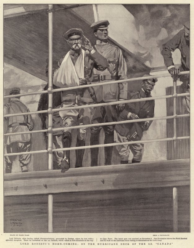 Thuiskomst van Lord Roberts, op het orkaandek van de SS Canada door Frank Craig
