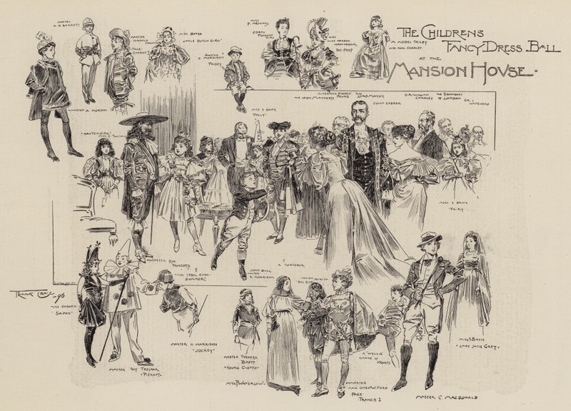 Het kinderbal met verkleedkleding in het Mansion House door Frank Craig