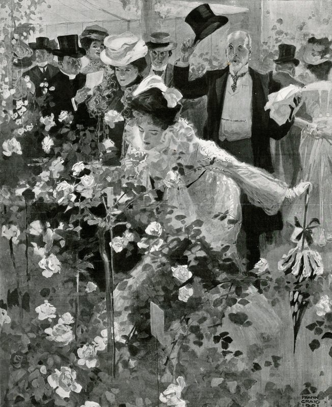 De tentoonstelling van de Royal Horticultural Society in de Temple Gardens door Frank Craig
