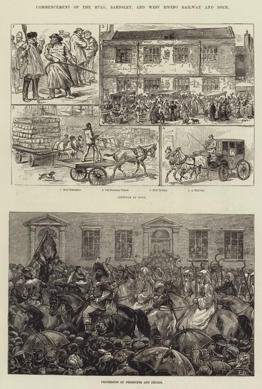Aanvang van de Hull, Barnsley, en West Riding Railway en Dock door Frank Dadd