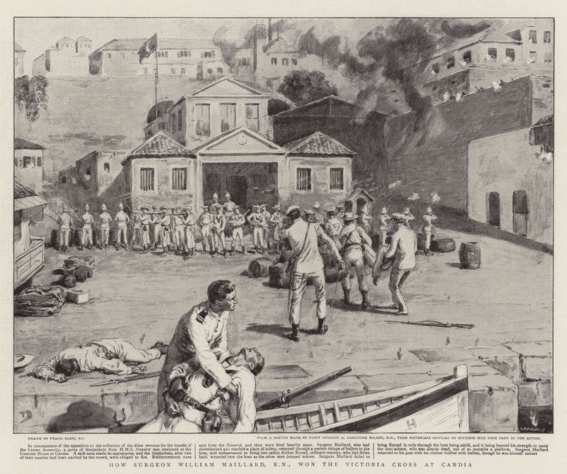 Hoe Chirurg William Maillard, RN, het Victoria Cross won bij Candia door Frank Dadd