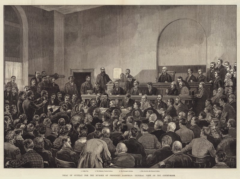 Proces van Guiteau voor de Moord op President Garfield, Algemeen Zicht op de Rechtbank door Frank Dadd