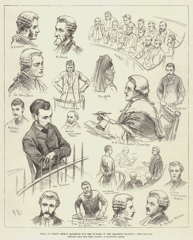 Proces van Percy Lefroy Mapleton voor de moord op de Brighton Railway door Frank Dadd