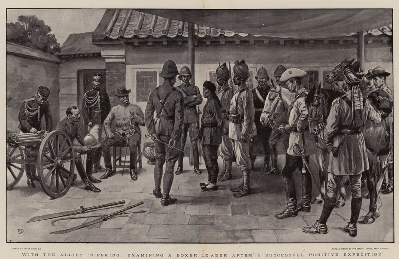 Met de bondgenoten in Peking, een Boxer-leider onderzoeken na een succesvolle strafexpeditie door Frank Dadd