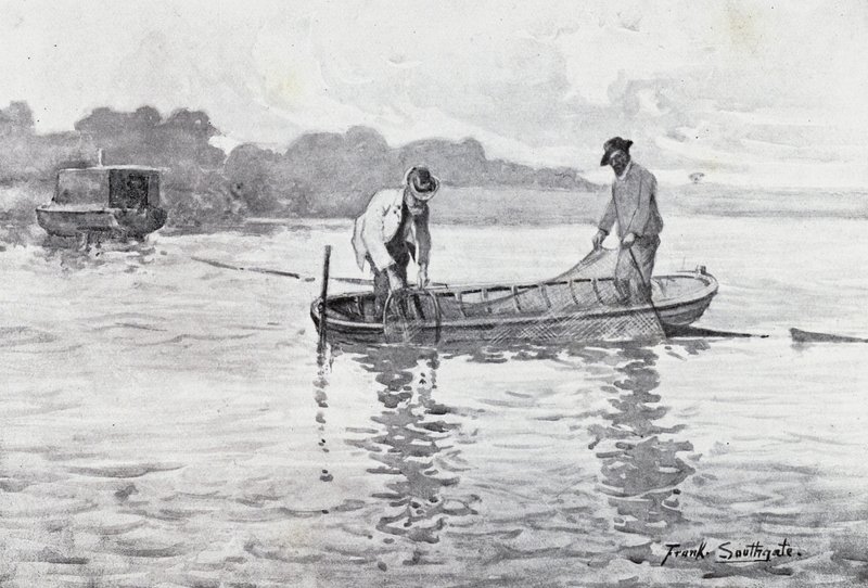 Norfolk Broads: Het ophalen van de palingpotten door Frank Southgate