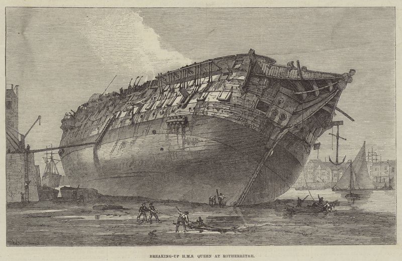 Het Slopen van HMS Queen in Rotherhithe door Frank Watkins