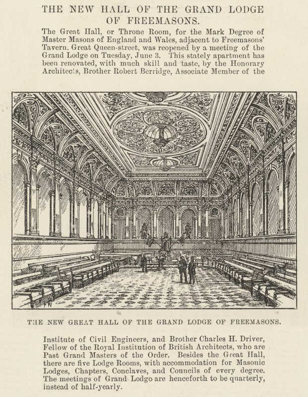 De nieuwe grote zaal van de Grand Lodge of Freemasons door Frank Watkins