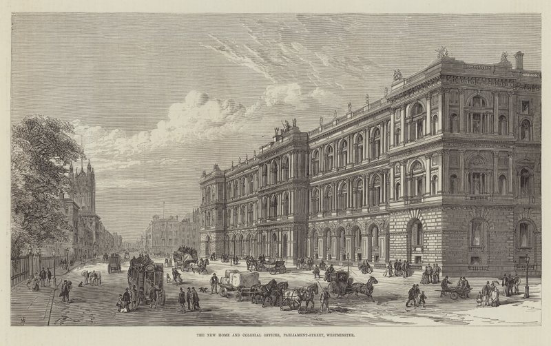 Het Nieuwe Huis en Koloniale Kantoren, Parliament-Street, Westminster door Frank Watkins