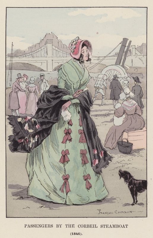 Passagiers met de Corbeil-stoomboot, 1846 door François Courboin