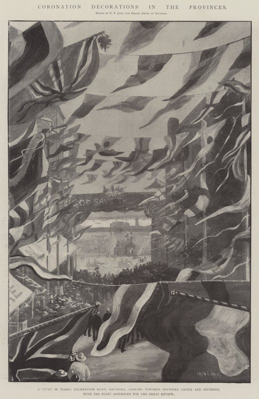 Kroningsdecoraties in de provincies door Fred T. Jane