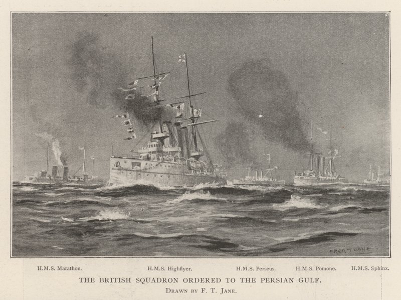 Het Britse squadron naar de Perzische Golf gestuurd door Fred T. Jane