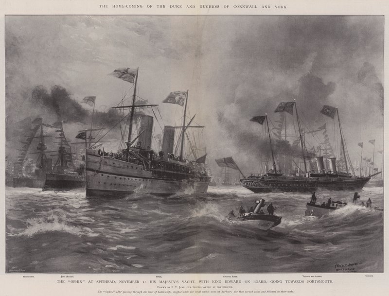 De thuiskomst van de hertog en hertogin van Cornwall en York door Fred T. Jane