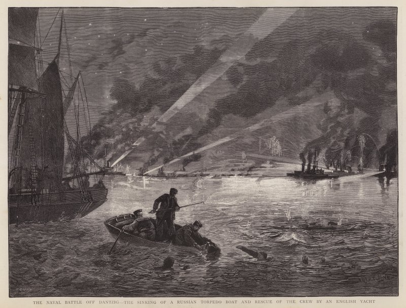 De zeeslag bij Dantzig: het zinken van een Russische torpedoboot en de redding van de bemanning door een Engelse jacht door Fred T. Jane