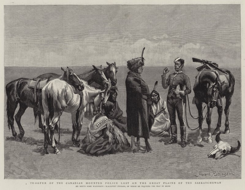 Een soldaat van de Canadese bereden politie verdwaald op de Grote Vlaktes van Saskatchewan door Frederic Remington