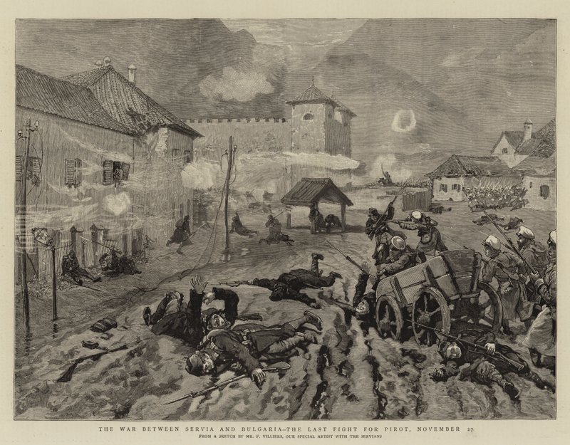 De oorlog tussen Servië en Bulgarije, het laatste gevecht om Pirot, 27 november door Frederic Villiers