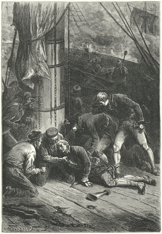 Dood van admiraal Lord Nelson bij de Slag om Trafalgar door Frederic Theodore (after) Lix