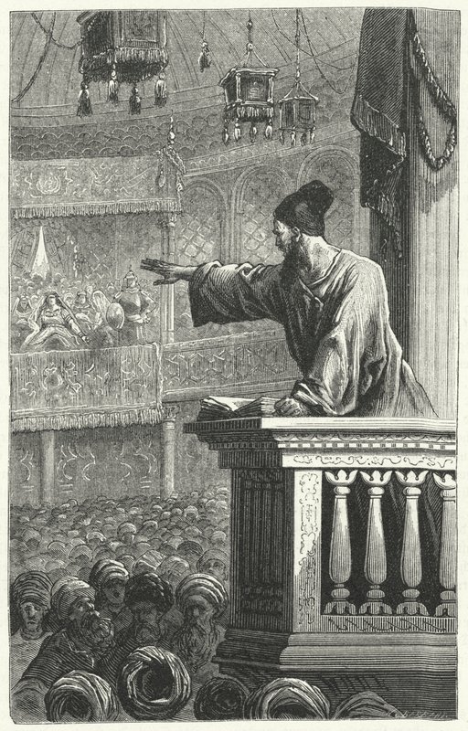 Een imam leest uit de Koran door Frederic Theodore Lix