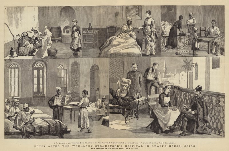 Egypte na de Oorlog, het Ziekenhuis van Lady Strangford in het Huis van Arabi, Caïro door Frederic Villiers