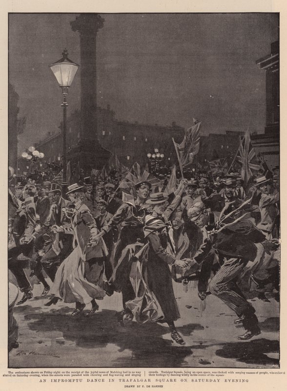 Een Impromptu Dans in Trafalgar Square op Zaterdagavond door Frederic de Haenen