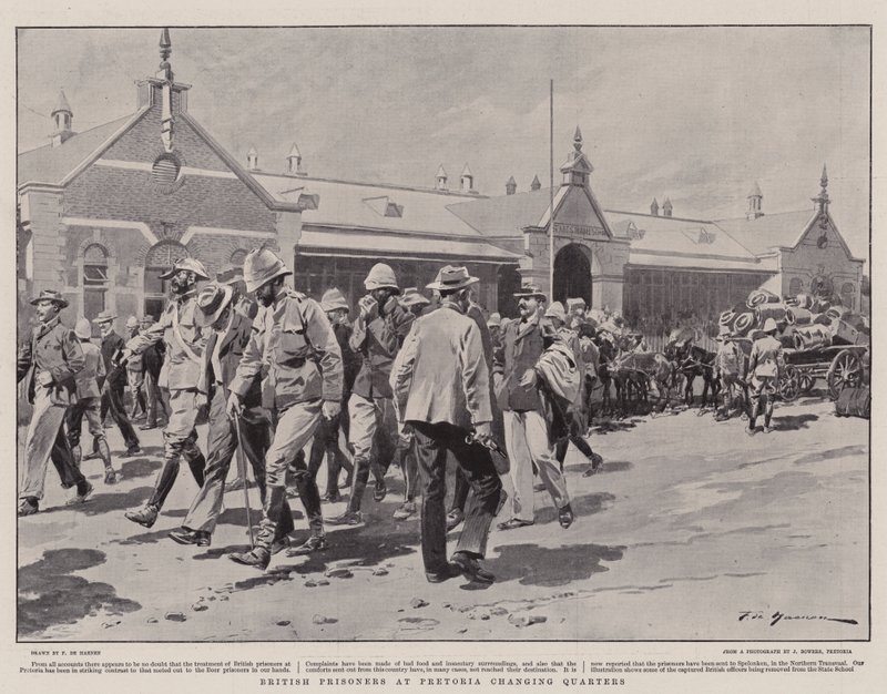 Britse gevangenen in Pretoria wisselen van kwartier door Frederic de Haenen