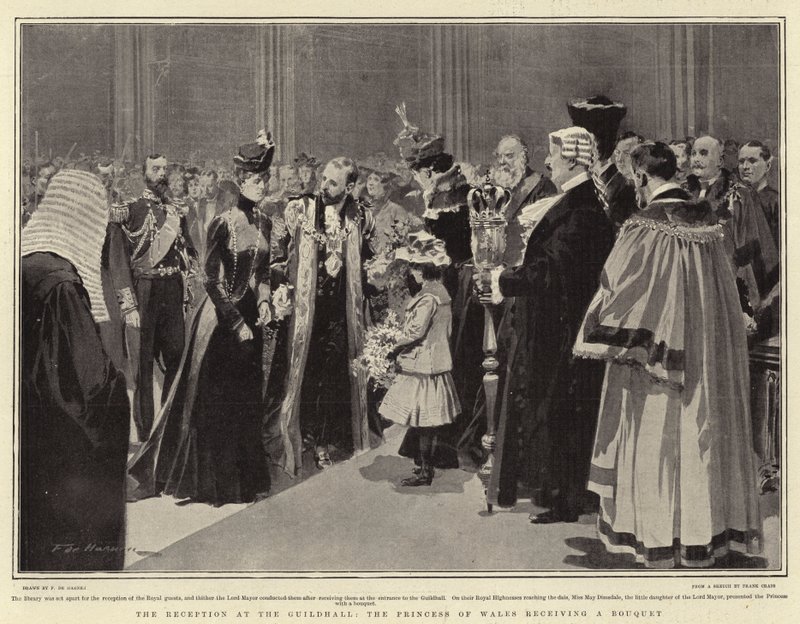 De Receptie in het Guildhall, de Prinses van Wales ontvangt een Boeket door Frederic de Haenen