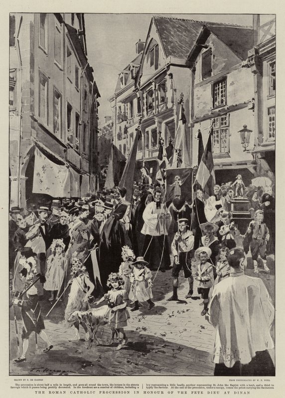 De Rooms-Katholieke Processie ter Ere van de Fête Dieu in Dinan door Frederic de Haenen