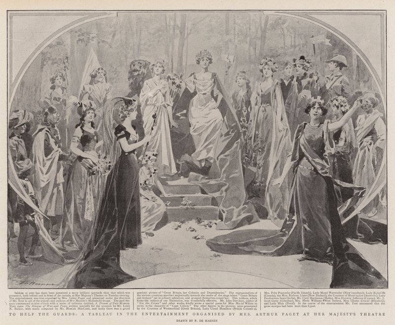 Om de Wachten te Helpen, een Tableau in het Entertainment georganiseerd door Mrs Arthur Paget in haar Majesteit