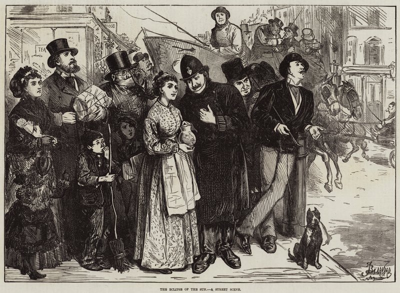 De zonsverduistering, een straatscène door Frederick Barnard