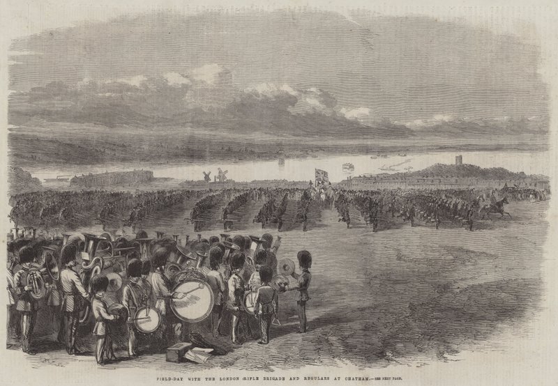 Veld-dag met de London Rifle Brigade en Regulars in Chatham door Frederick John Skill