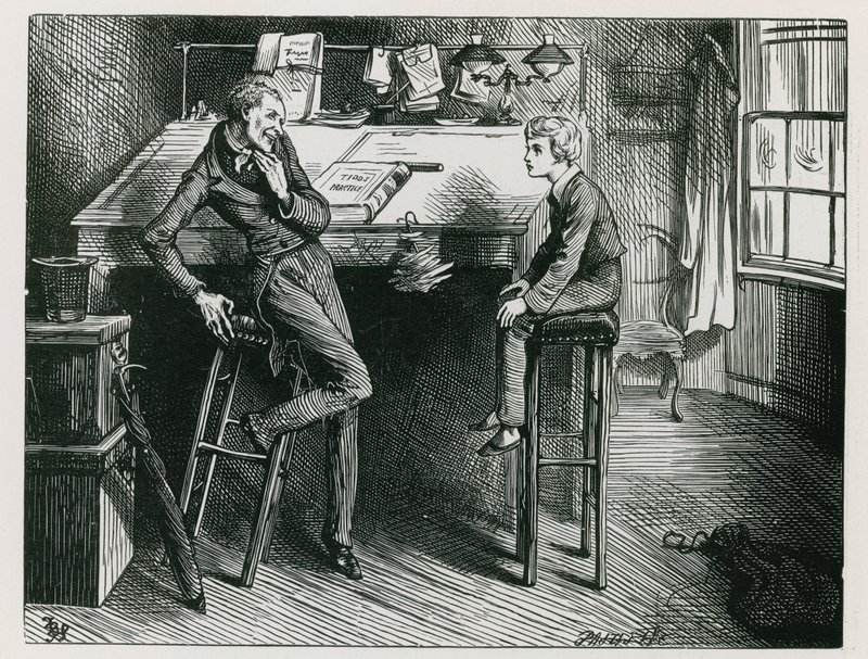 Uriah Heep en David Copperfield in het Kantoor van Mr Wickfield door Frederick (after) Barnard