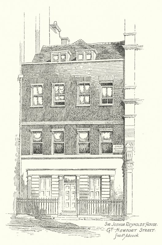 Huis van Sir Joshua Reynolds, Great Newport Street door Frederick Adcock
