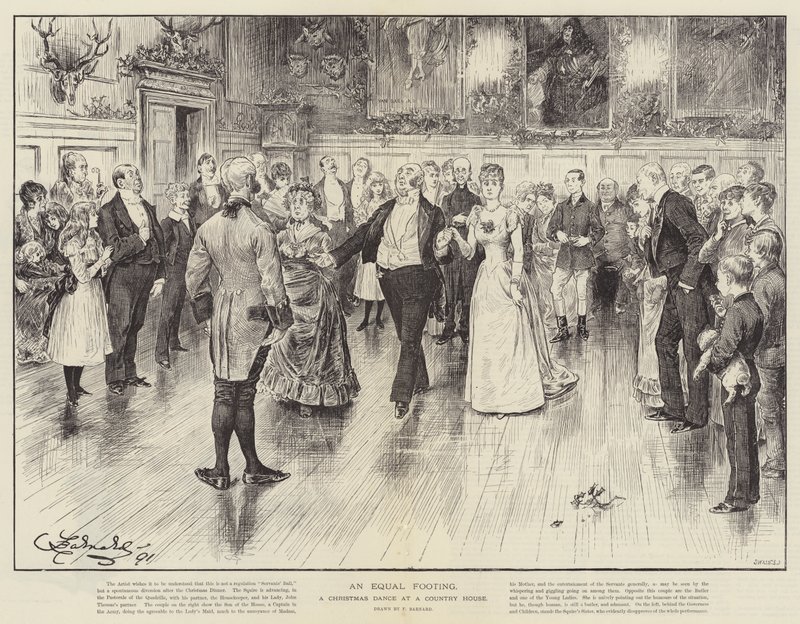 Een Gelijke Voet, een Kerstdans in een Landhuis door Frederick Barnard