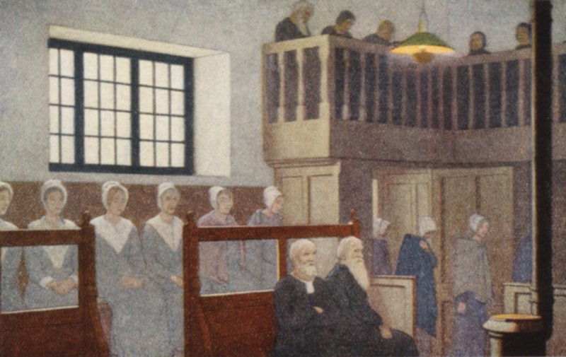 Quaker Heiligen: Een Vriendenbijeenkomst door Frederick Cayley Robinson