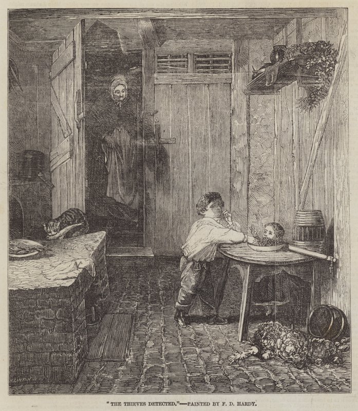 De dieven betrapt door Frederick Daniel Hardy