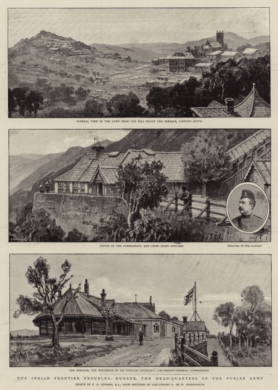 De Indiase Grensproblemen, Murree, het Hoofdkwartier van het Punjab-leger door Frederick George Cotman