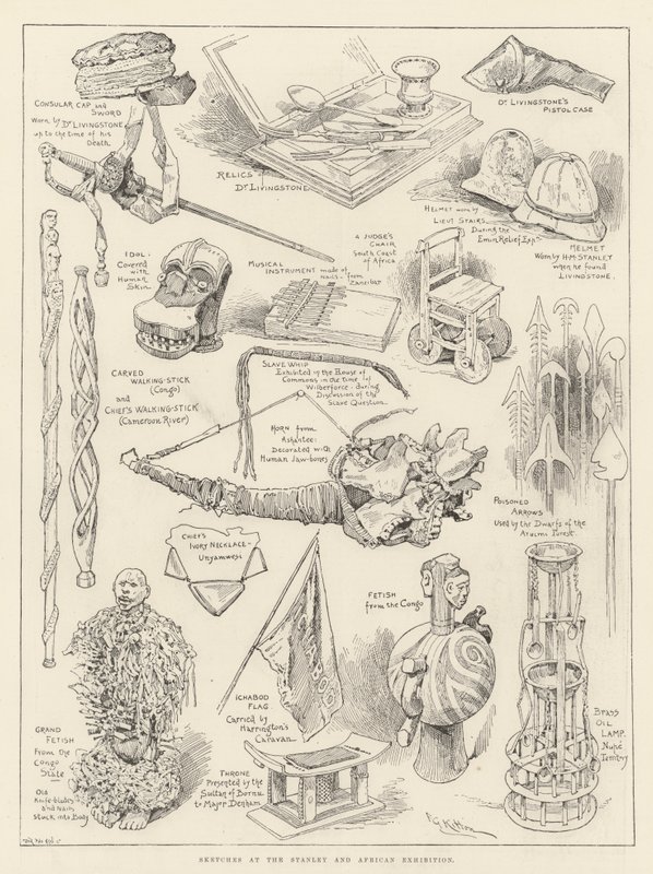 Schetsen bij de Stanley en Afrikaanse tentoonstelling door Frederick George Kitton