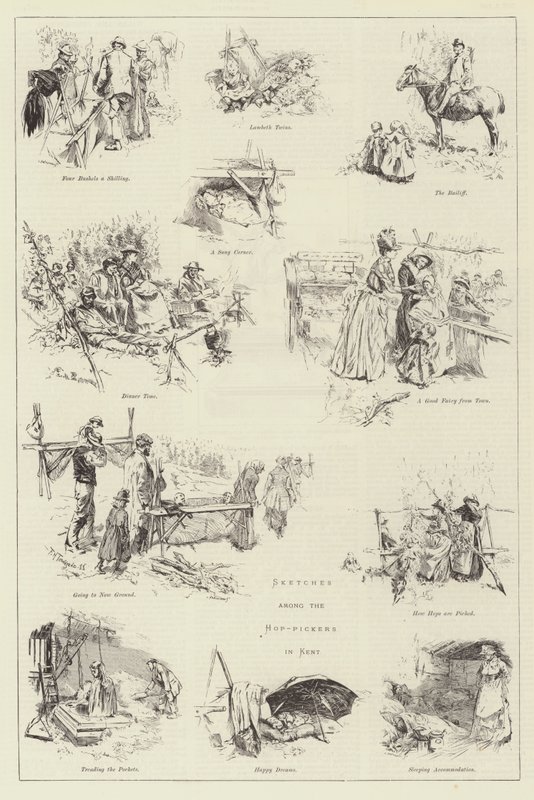Schetsen onder de Hopplukkers in Kent door Frederick Henry Townsend