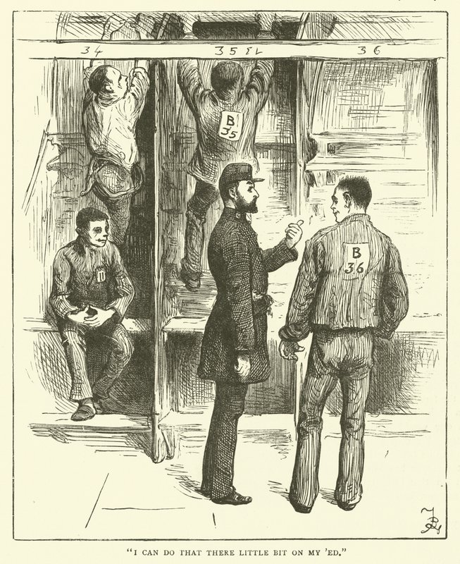 Gevangenen op een tredmolen door Frederick L. Bernard