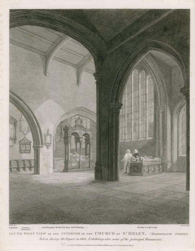 Kerk van St. Helen, Bishopsgate Street, Londen door Frederick Nash