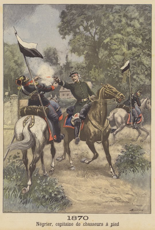 Kapitein Negrier van de lichte infanterie ontsnapt uit Pruisische gevangenschap in de Frans-Pruisische Oorlog door French School