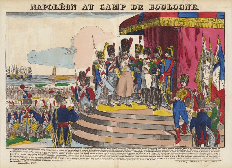 Napoleon in het kamp van Boulogne door French School