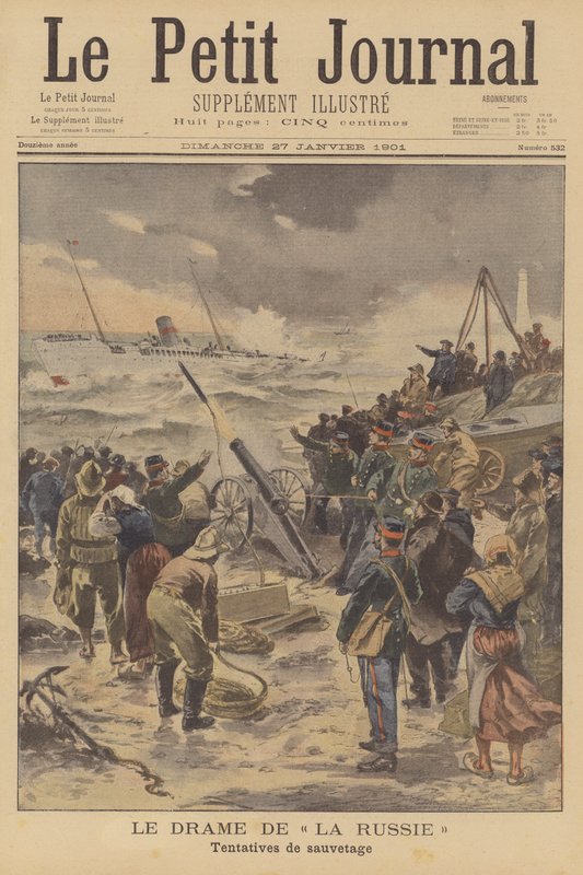 Het wrak van de stoomboot Russie voor de kust van Zuid-Frankrijk door French School