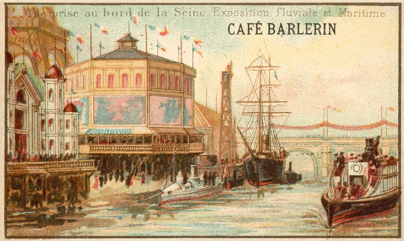 Uitzicht vanaf de oevers van de Seine op de Rivier- en Maritieme Expositie, Parijs, 1875 door French School