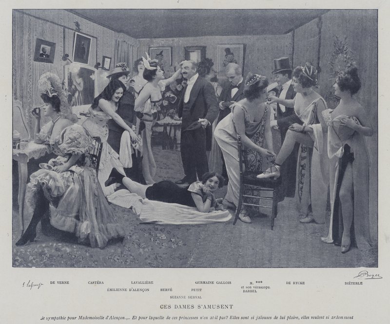 Actrices vermaken zich in de kleedkamers van het Théâtre des Variétés, Parijs door French Photographer