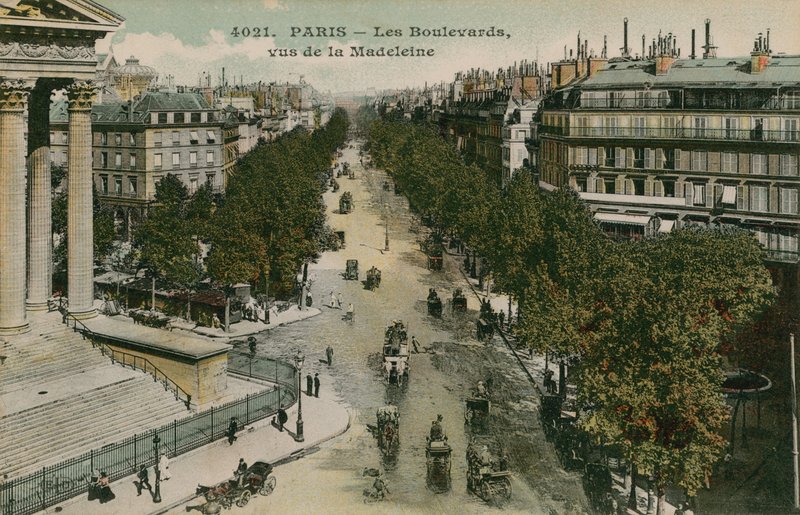 Boulevards van Parijs, gezien vanaf Boulevard de la Madeleine door French Photographer