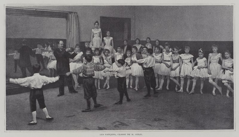 Jongens in een balletklas door French Photographer