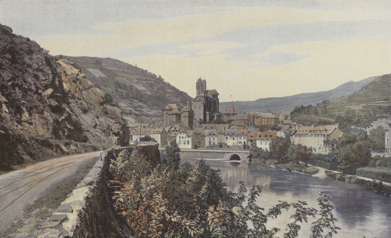 Estaing, Algemeen uitzicht, stroomopwaarts van de Lot door French Photographer