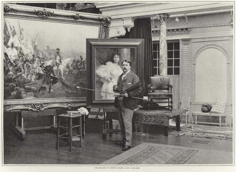 Francois Flameng in zijn atelier door French Photographer