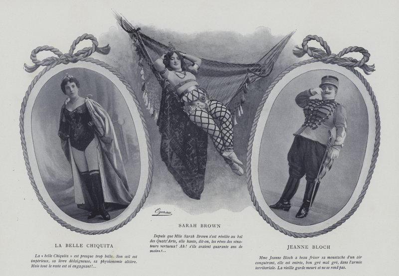 Franse actrices en zangeressen La Belle Chiquita, Sarah Brown en Jeanne Bloch door French Photographer